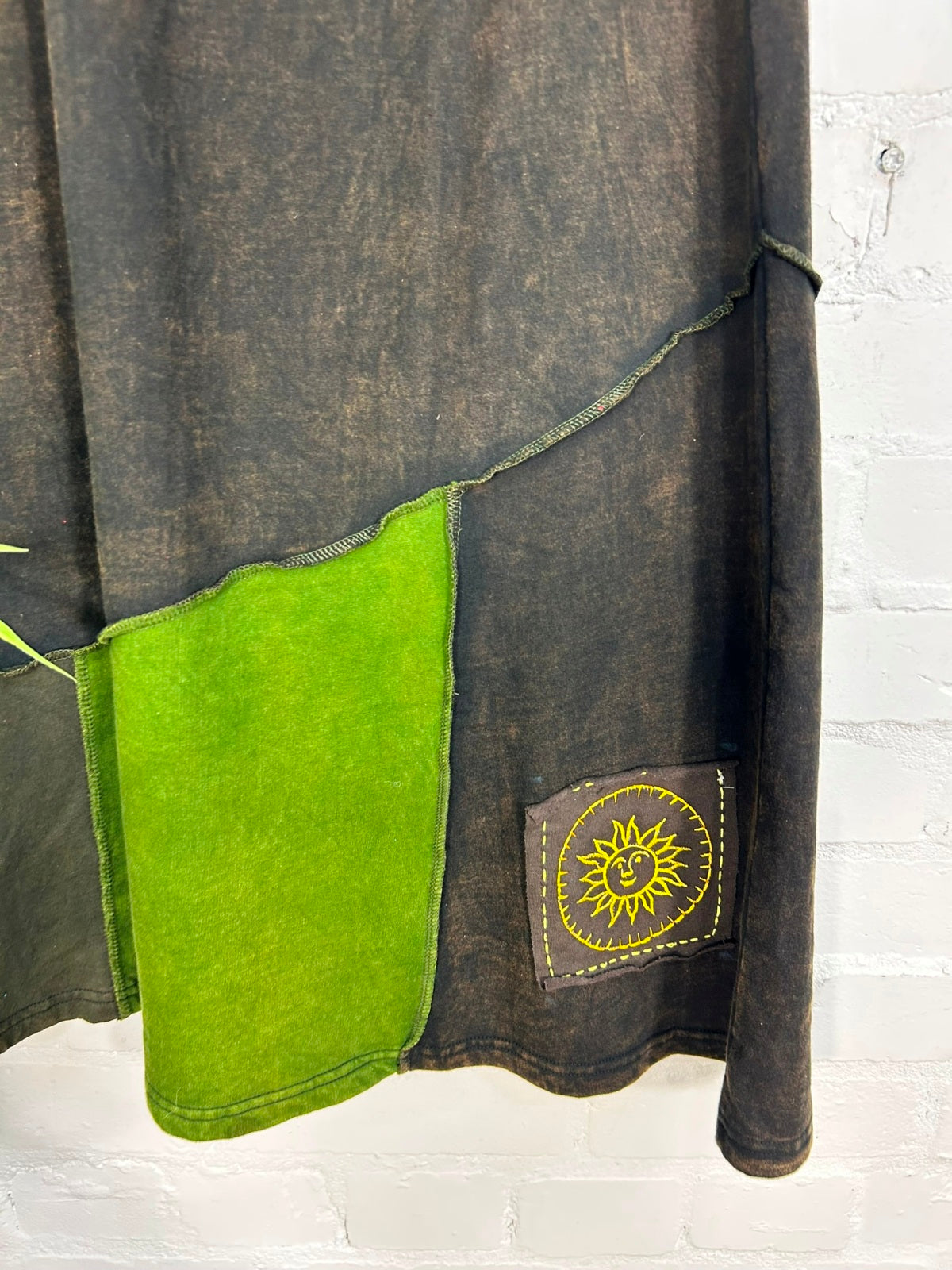 Patchwork Cotton Fleece Long Skirt