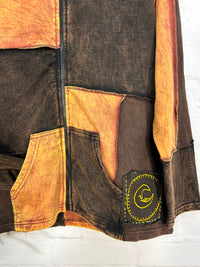 Patchwork Cotton Fleece Zip Hood Top