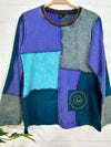 Patchwork Cotton Fleece Long Sleeve Top