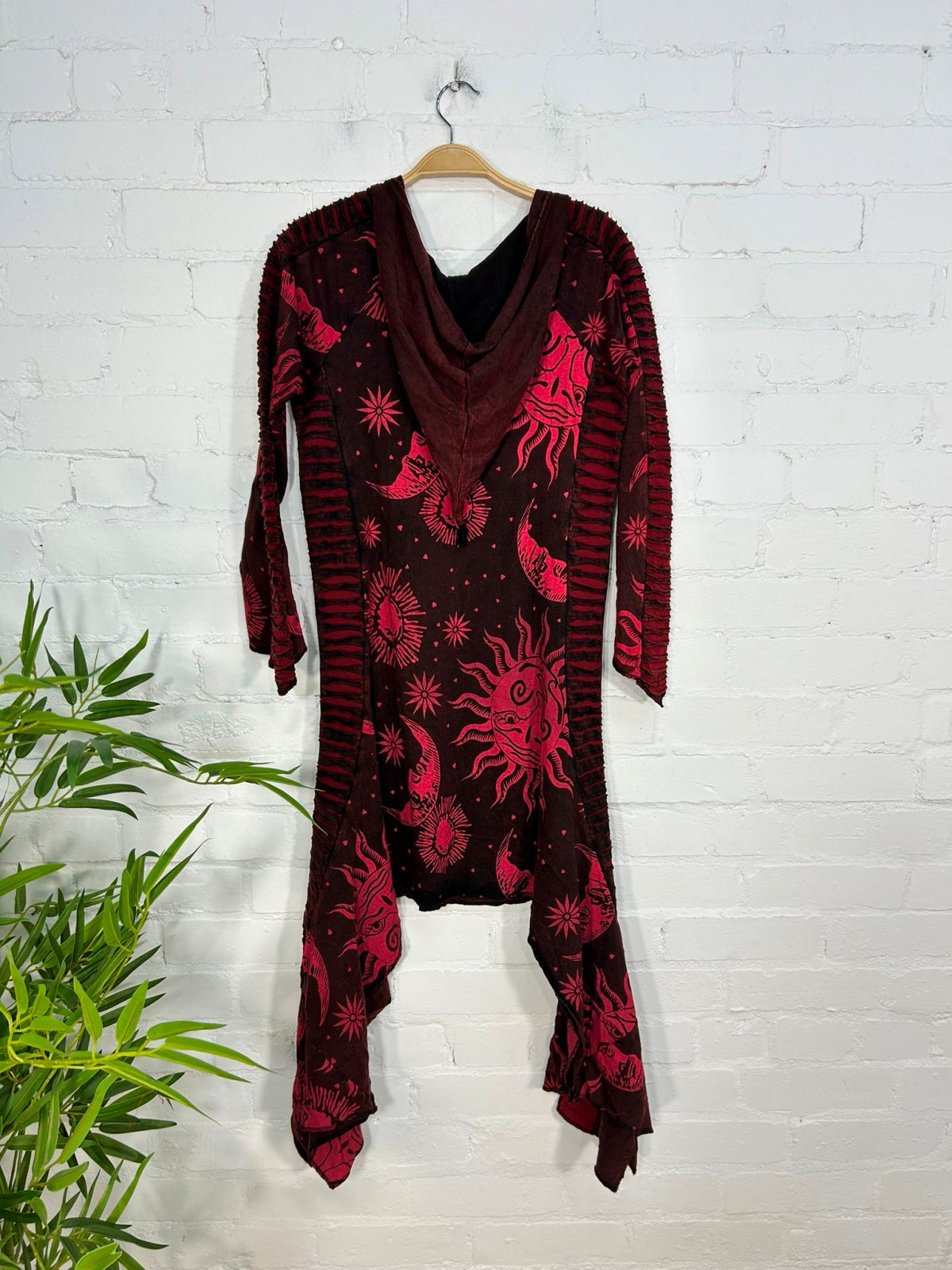 Celestial Print Hooded Midi Dress