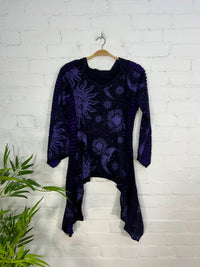 Celestial Print Hooded Long Sleeve T-Shirt