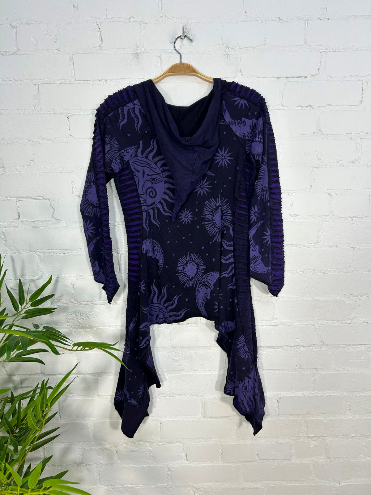Celestial Print Hooded Long Sleeve T-Shirt