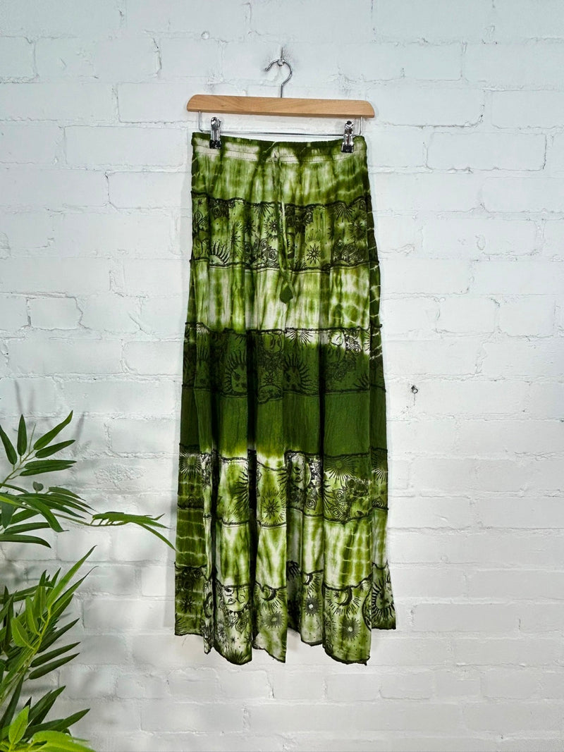 Tie Dye Celestial Print Long Skirt