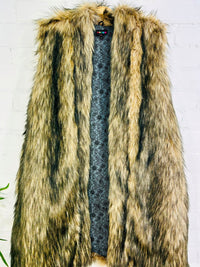 Long Sleeveless Faux Fur Coat