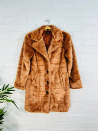 Long Orange Faux Fur Coat