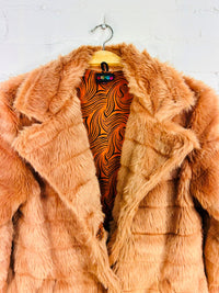 Long Orange Faux Fur Coat