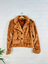 Short Orange Faux Fur Coat