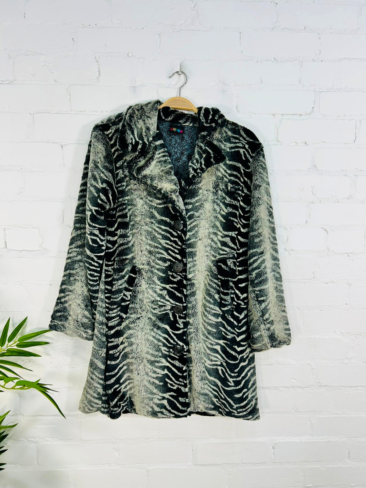 Zebra Print Long Fleece Coat