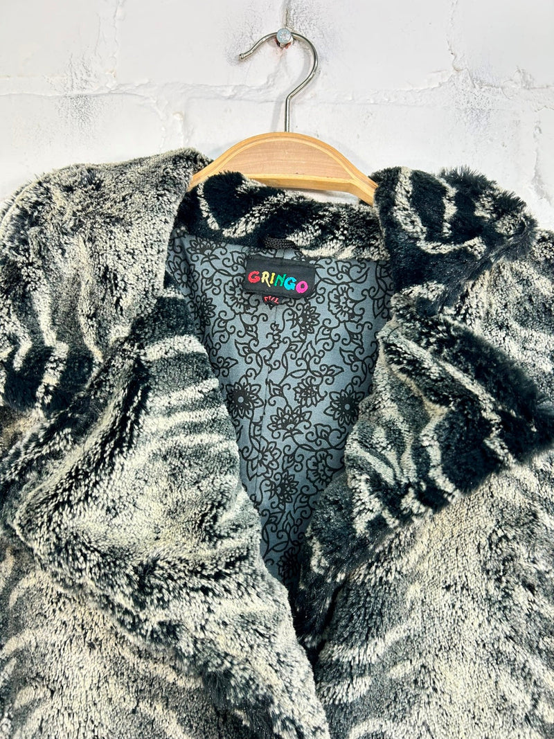 Zebra Print Long Fleece Coat