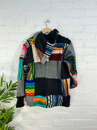 Fleece Lined Knitted Wool Patch Jacket