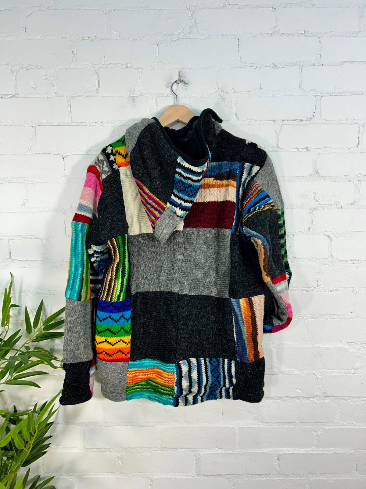 Fleece Lined Knitted Wool Patch Jacket