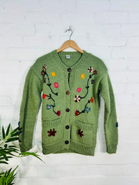 Knitted Wool Flower Cardigan