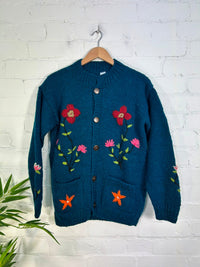 Knitted Wool Flower Cardigan