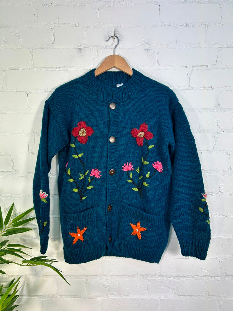 Knitted Wool Flower Cardigan
