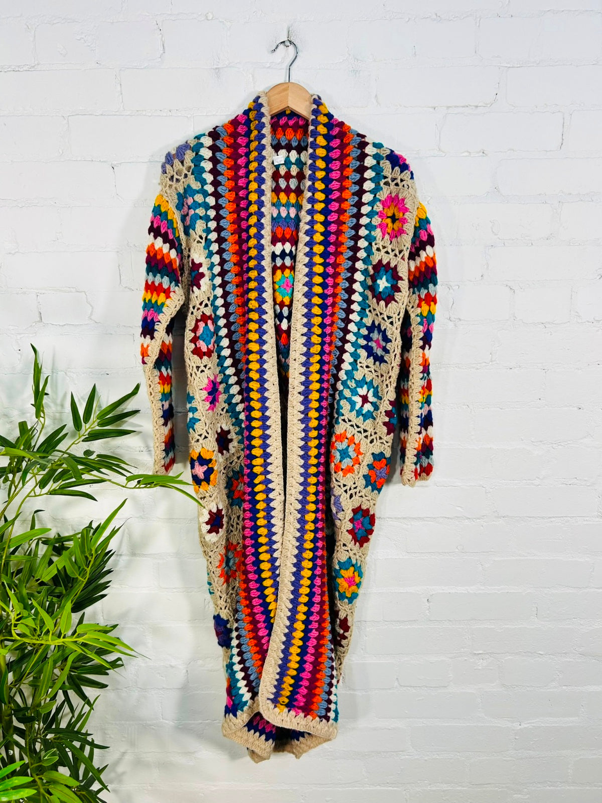 Long Crochet Knit Hooded Wool Cardigan