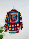 Crochet Knit Open Wool Cardigan