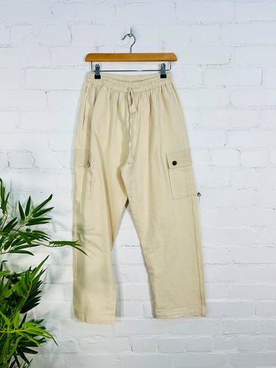 Plain Thick Cotton Cargo Trousers