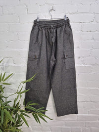 Plain Thick Cotton Cargo Trousers