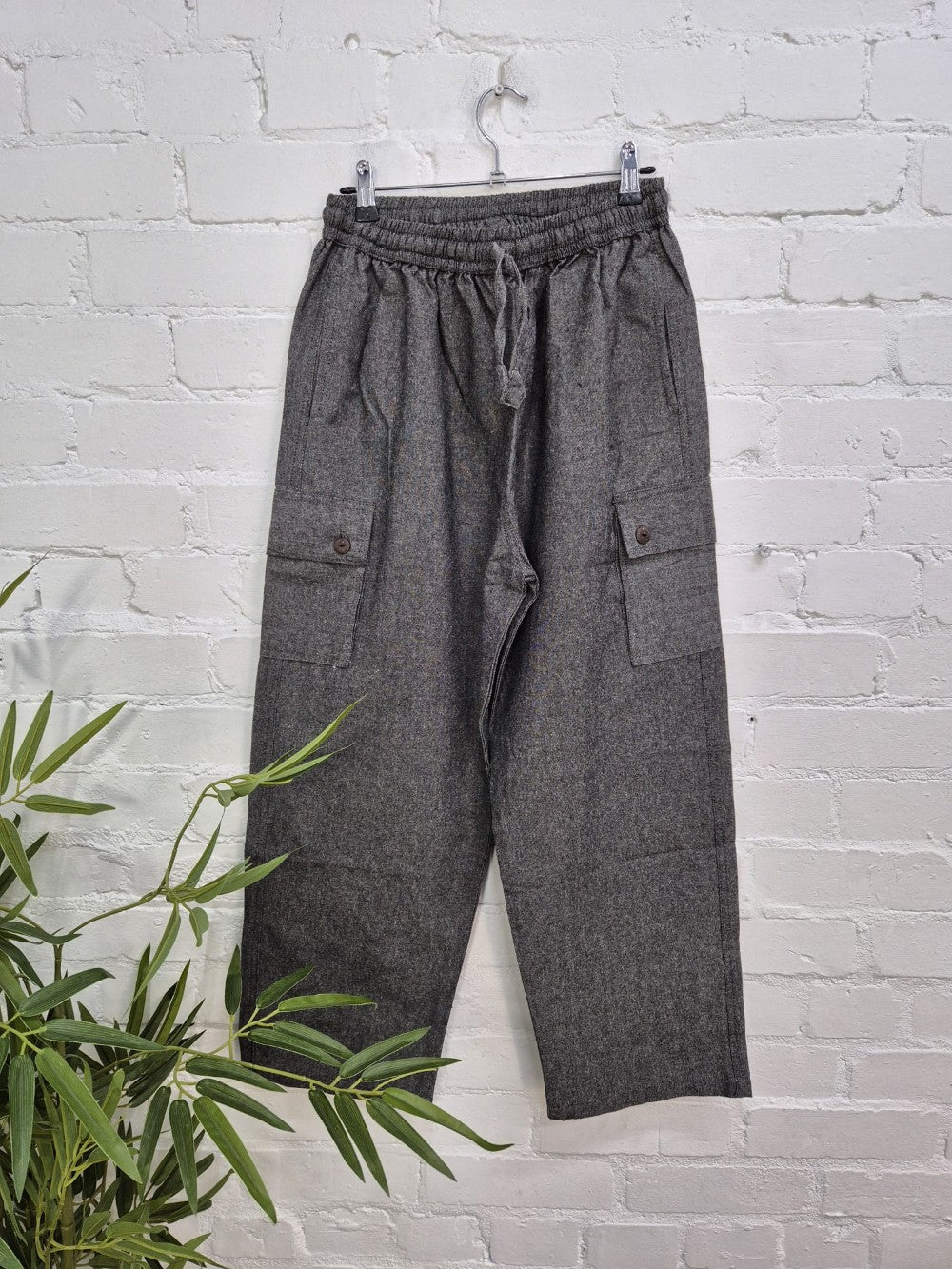 Plain Thick Cotton Cargo Trousers