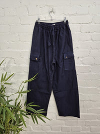 Plain Thick Cotton Cargo Trousers