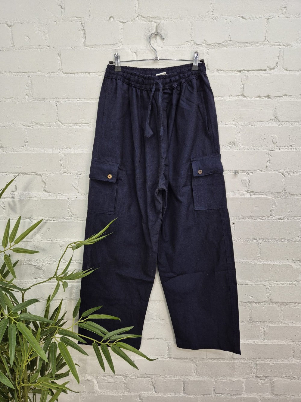 Plain Thick Cotton Cargo Trousers