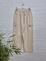 Plain Thick Cotton Cargo Trousers