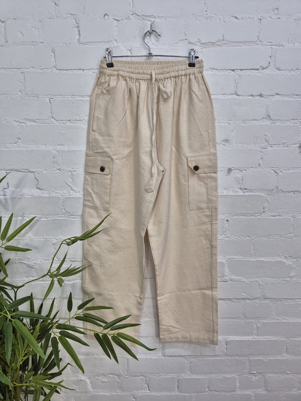 Plain Thick Cotton Cargo Trousers