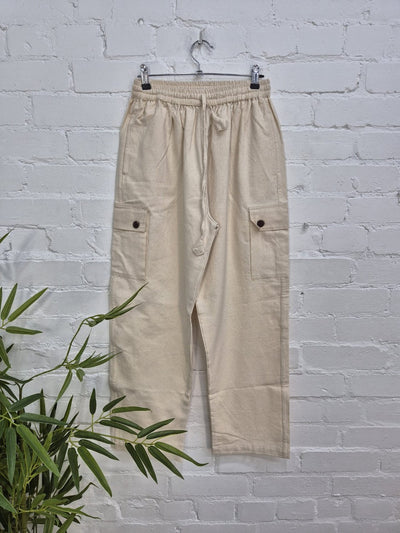 Plain Thick Cotton Cargo Trousers