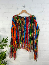 Rainbow Chunky Rib Knitted Cardigan