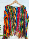 Rainbow Chunky Rib Knitted Cardigan