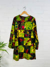 Tie Dye Patchwork Long Sleeve Short Dress