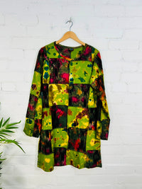 Tie Dye Patchwork Long Sleeve Short Dress