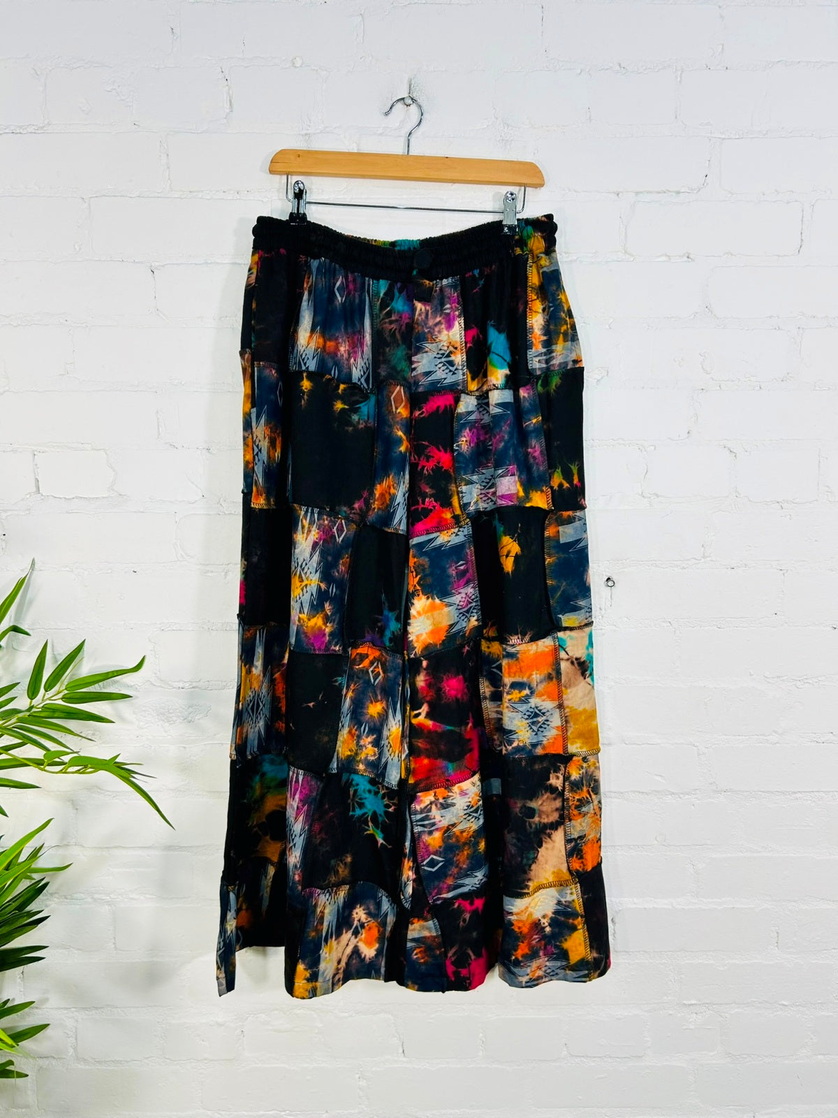 Tie Dye Patchwork Wide Leg Trousers