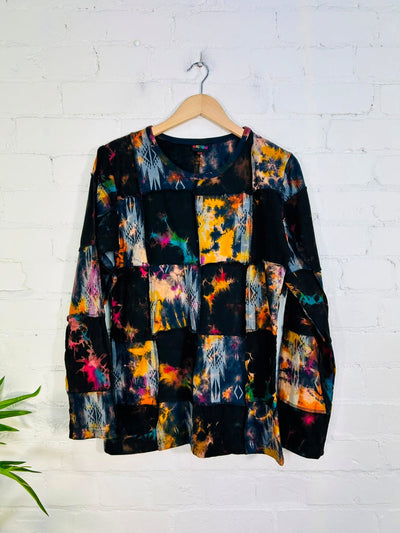 Tie Dye Patchwork Long Sleeve T-Shirt