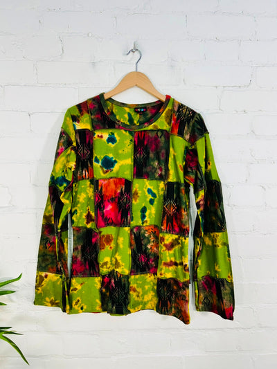 Tie Dye Patchwork Long Sleeve T-Shirt