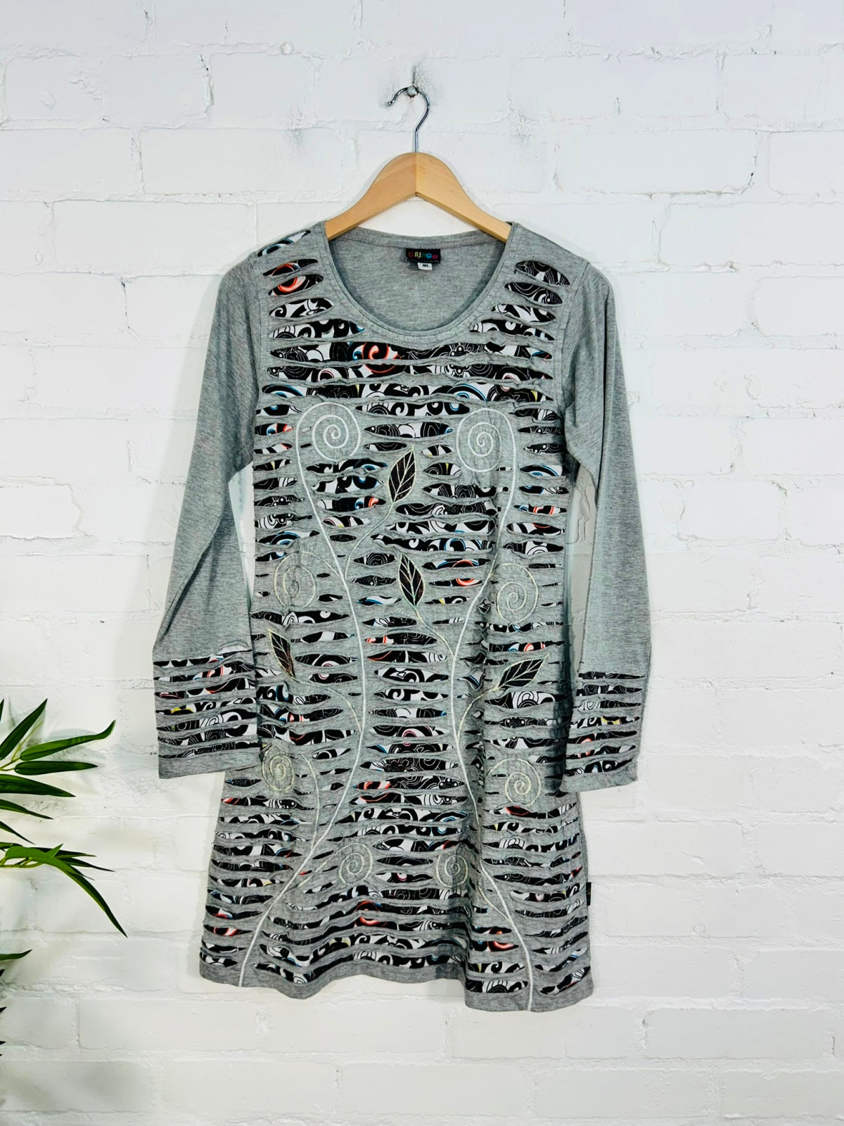 Slash and Flower Long Sleeve Dress