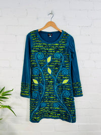 Slash and Flower Long Sleeve Dress
