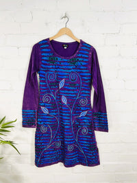 Slash and Flower Long Sleeve Dress