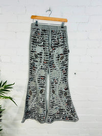 Slash and Flower Flared Trousers