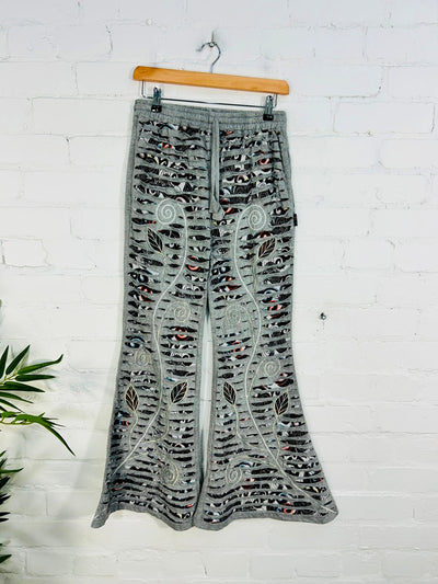 Slash and Flower Flared Trousers