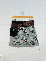 Slash and Flower Short Popper Skirt
