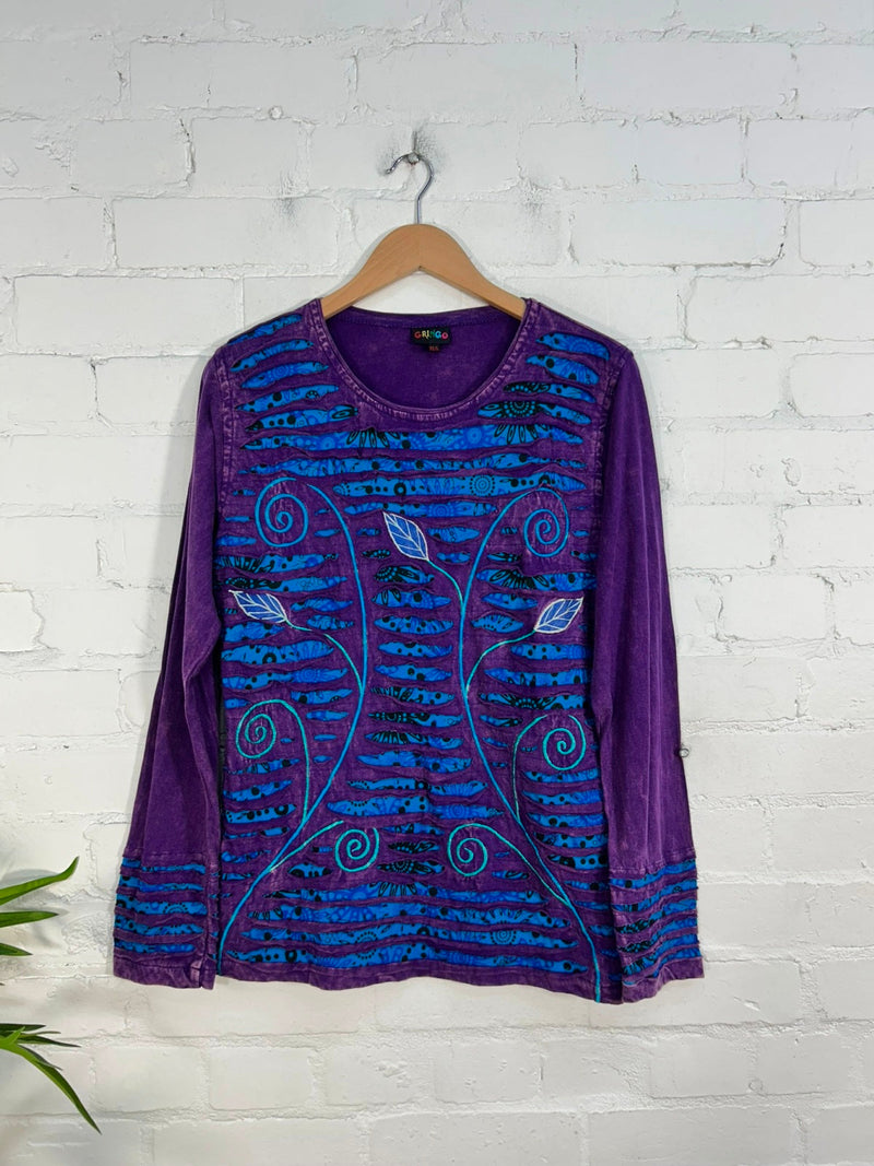 Slash and Flower Long Sleeve T-Shirt