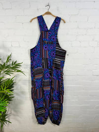 Print & Gheri Patch Harem Dungarees