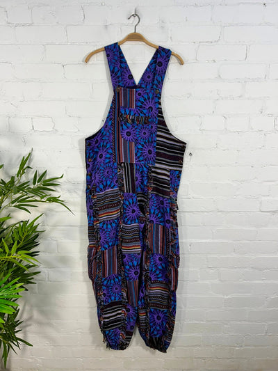 Print & Gheri Patch Harem Dungarees