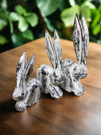 Set Of Three White Distressed Rabbits