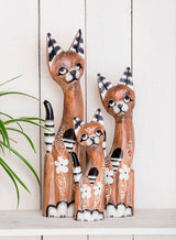 Set Of 3 Brown Flower Cats