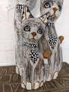 White Wash Set of 3 Cats with Spotty Tie