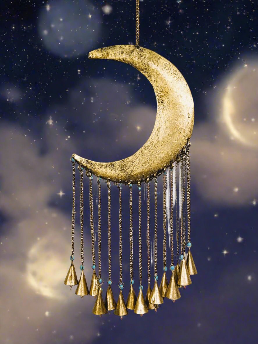 Moonlight Bell Brass Hanging Moon Bells – Gringo Fairtrade