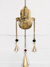 Brass Hanging hand of Fatima Bells