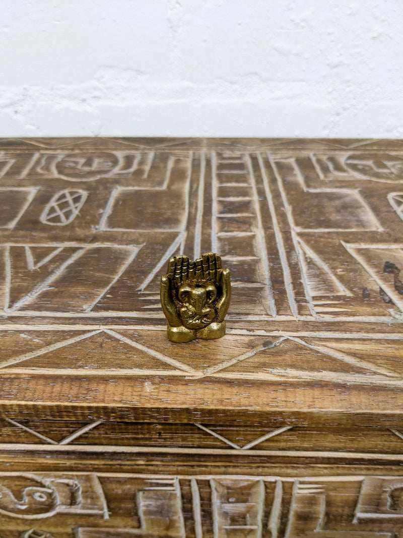 Brass Ganesh In Hands Incense Holder
